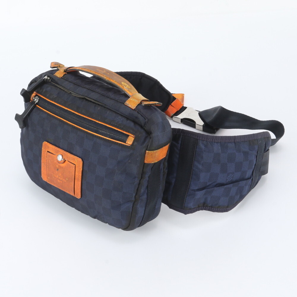 Louis Vuitton Damier Challenge Bum Bag N41246 Leather 2-Way Body Waist Pouch ...